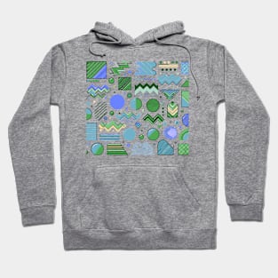 Blue Green 80s Retro Geometric Pattern Hoodie